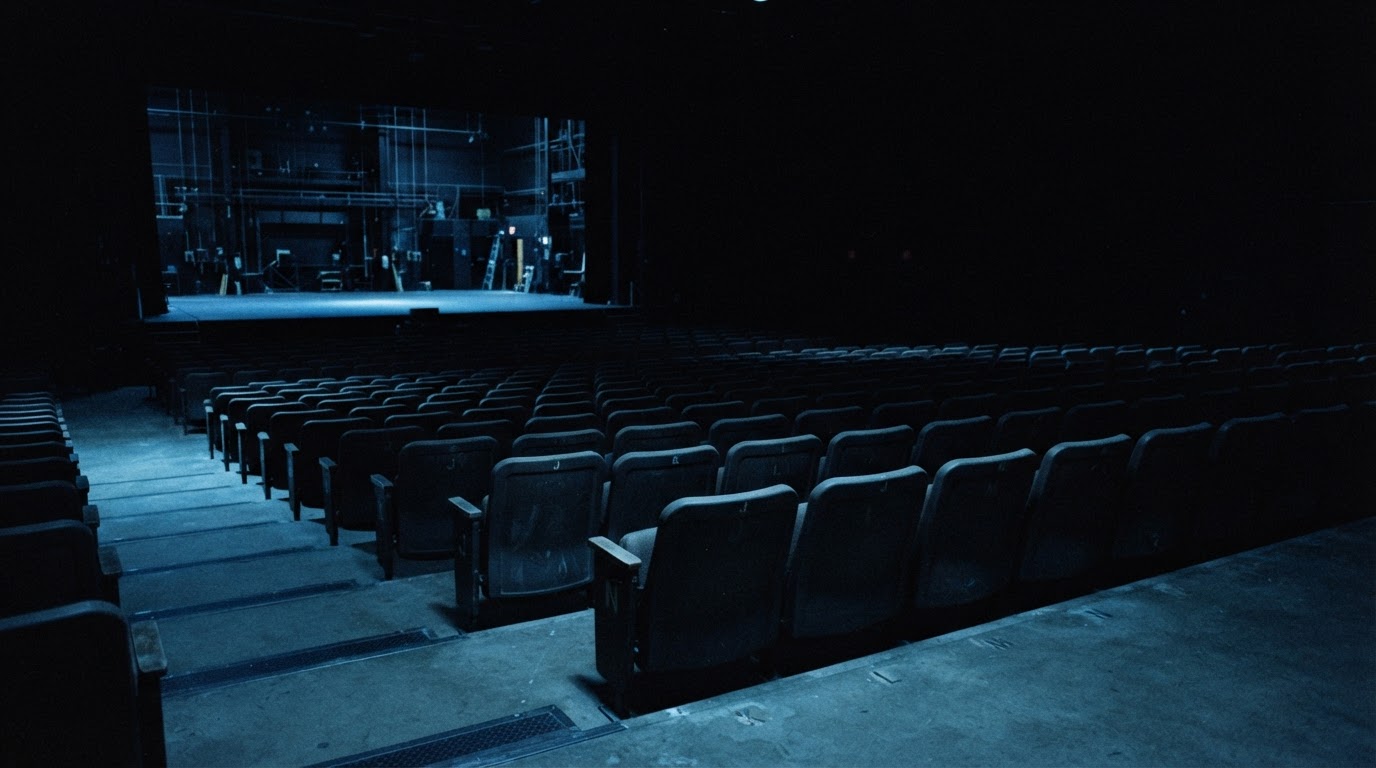 Seats in the dark — the light does not reach the back row.