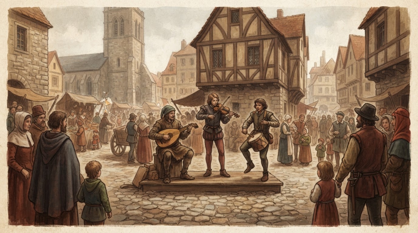 Street musicians in medieval Europe