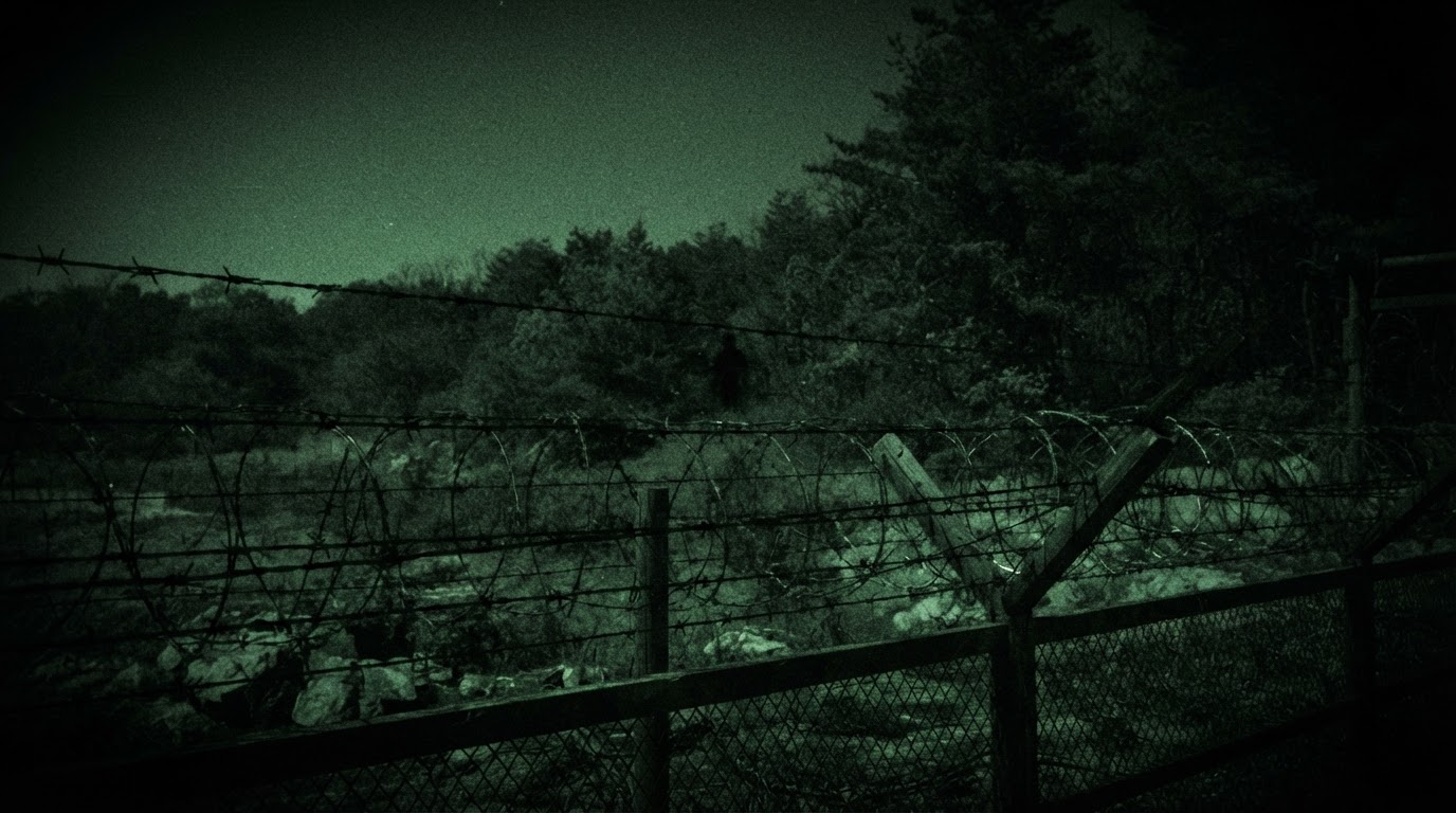 Through the night-vision scope — among the trees. Is that a tree, or a person?