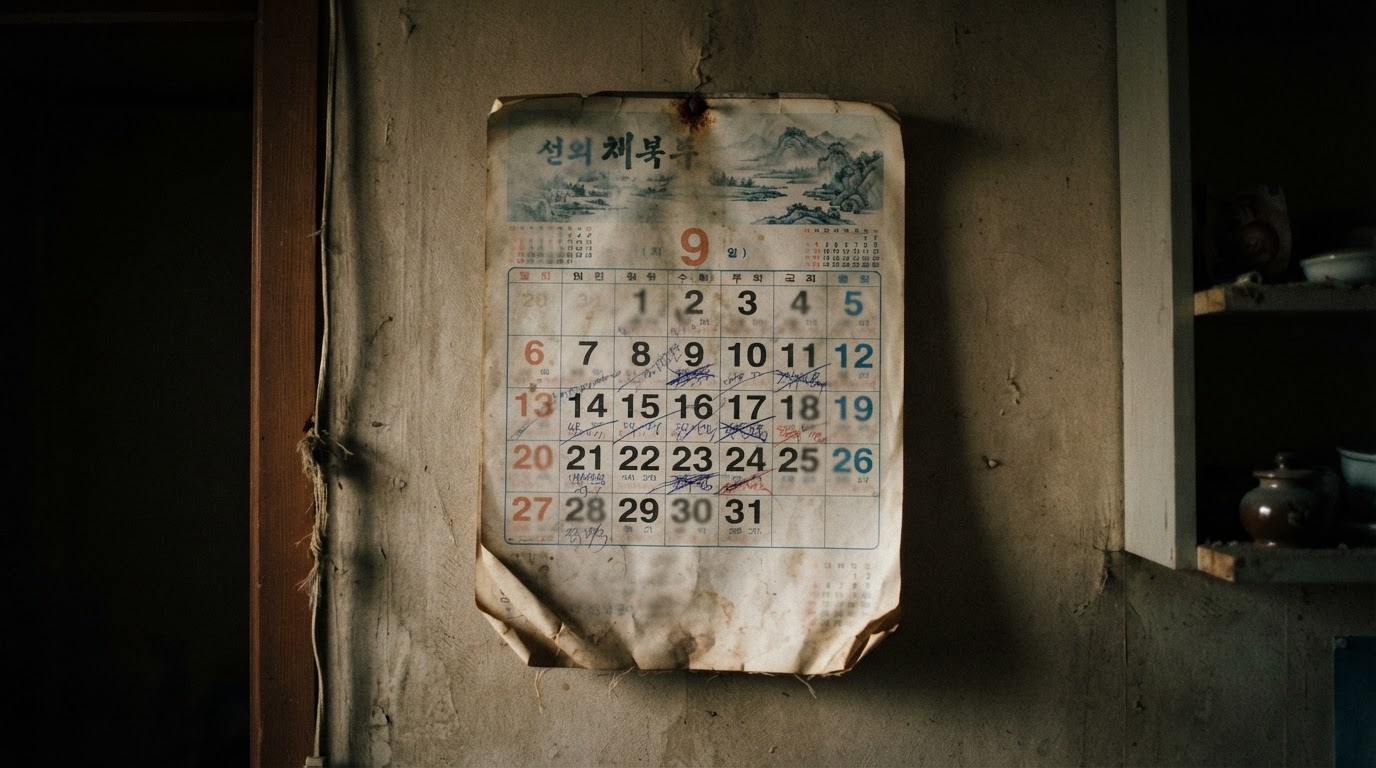 A shadow falling across a red holiday date on a calendar, image of an emptied city (no legible text)