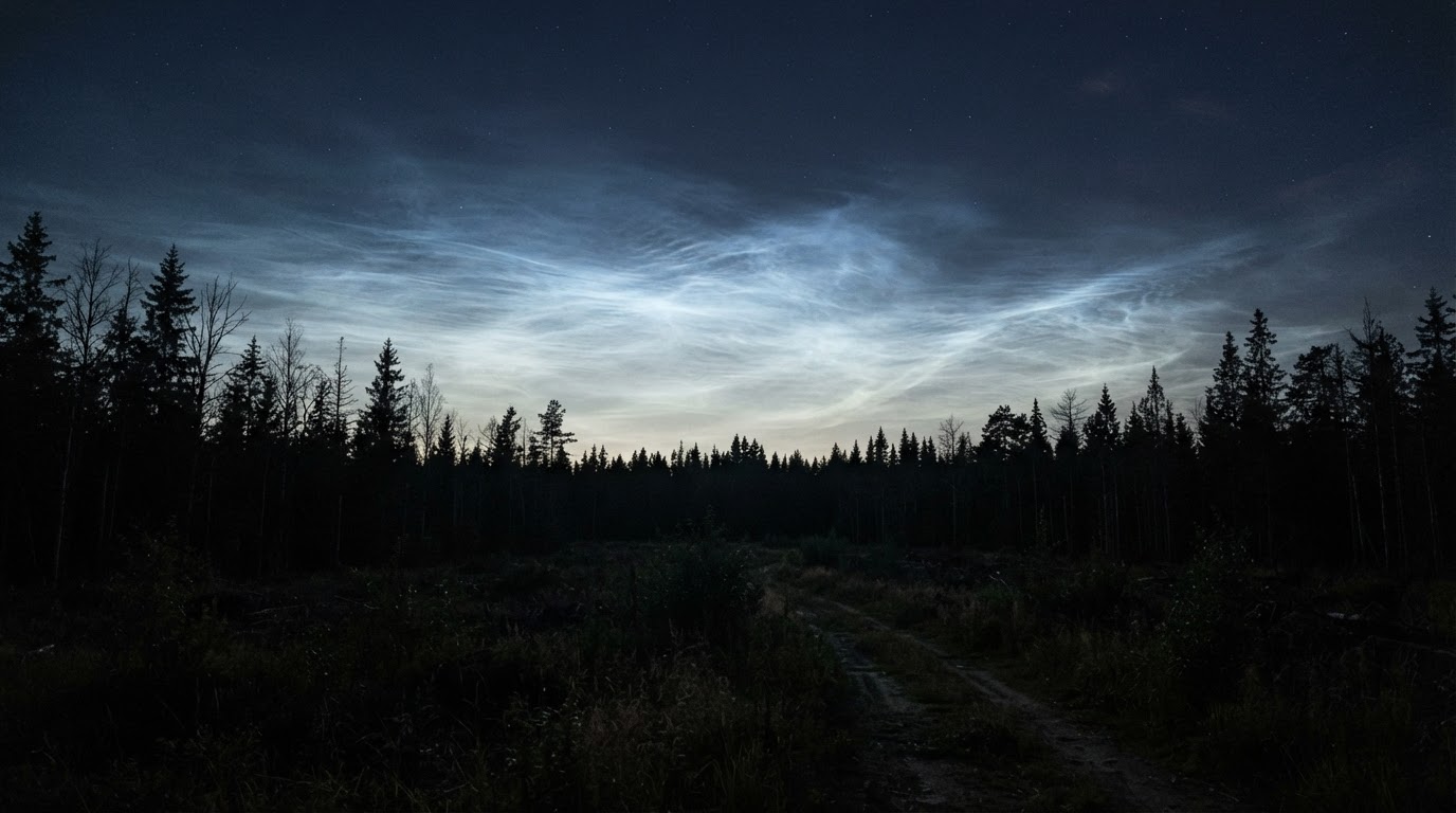 The strangely luminous sky in the days after the blast, an atmospheric glow like noctilucent clouds