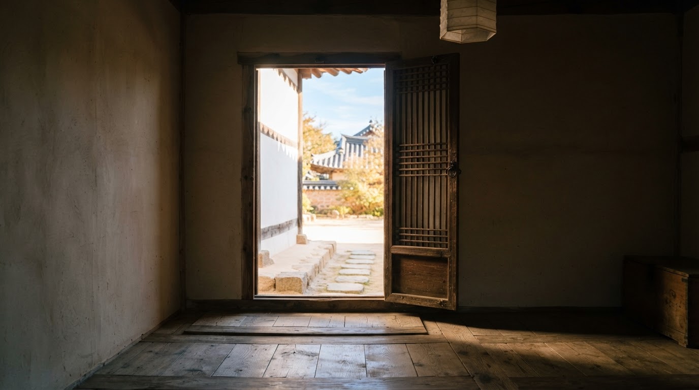 An open door with light spilling through, a symbol of release and freedom