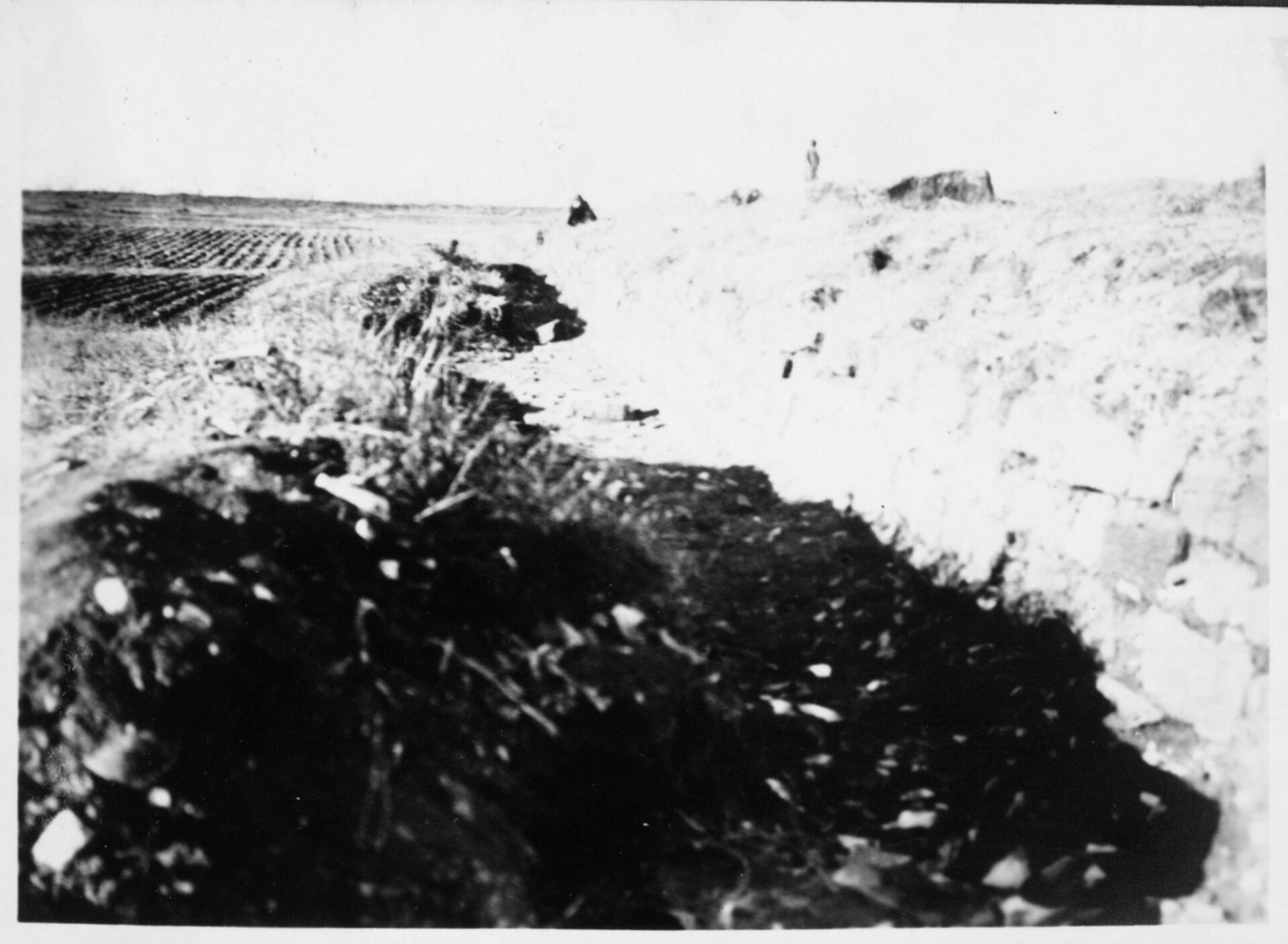 A 1930s photograph of the excavation of the city walls at Sanggyeong, the Balhae capital.