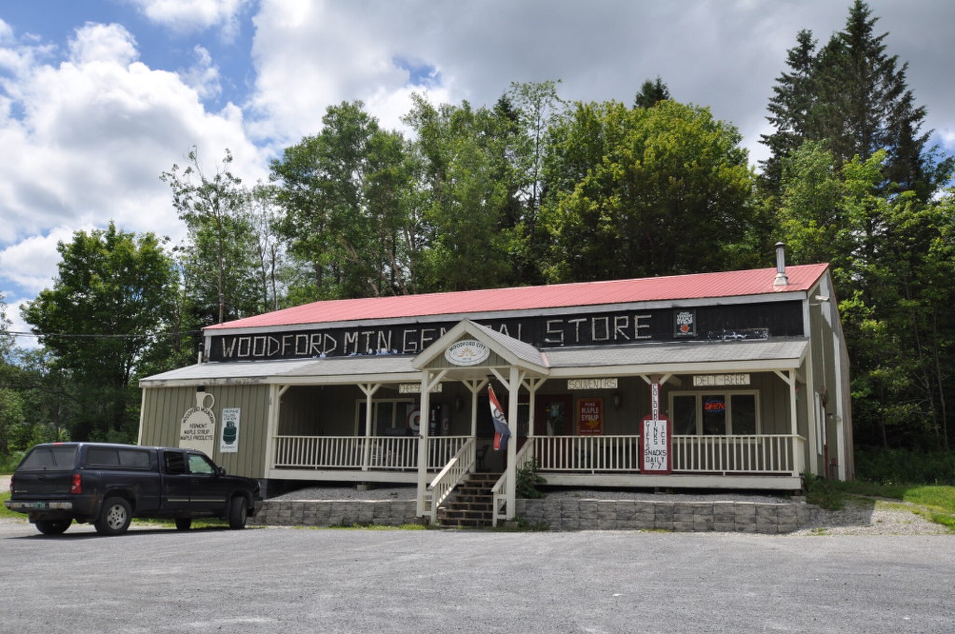 The general store at Woodford, Vermont — one of the few settlements left inside this stretch of country.