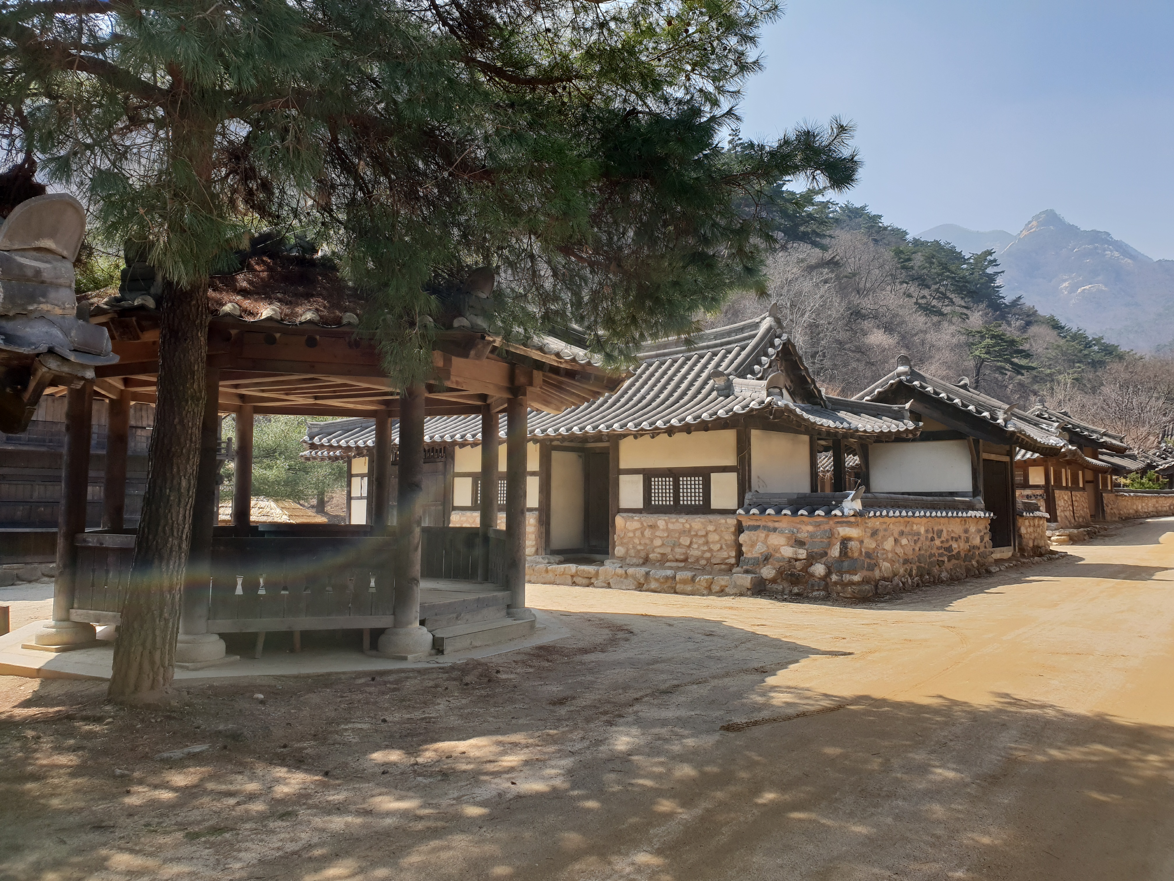 The Mungyeong Saejae open film set — a tourist spot by day, a village where no one lives by night.
