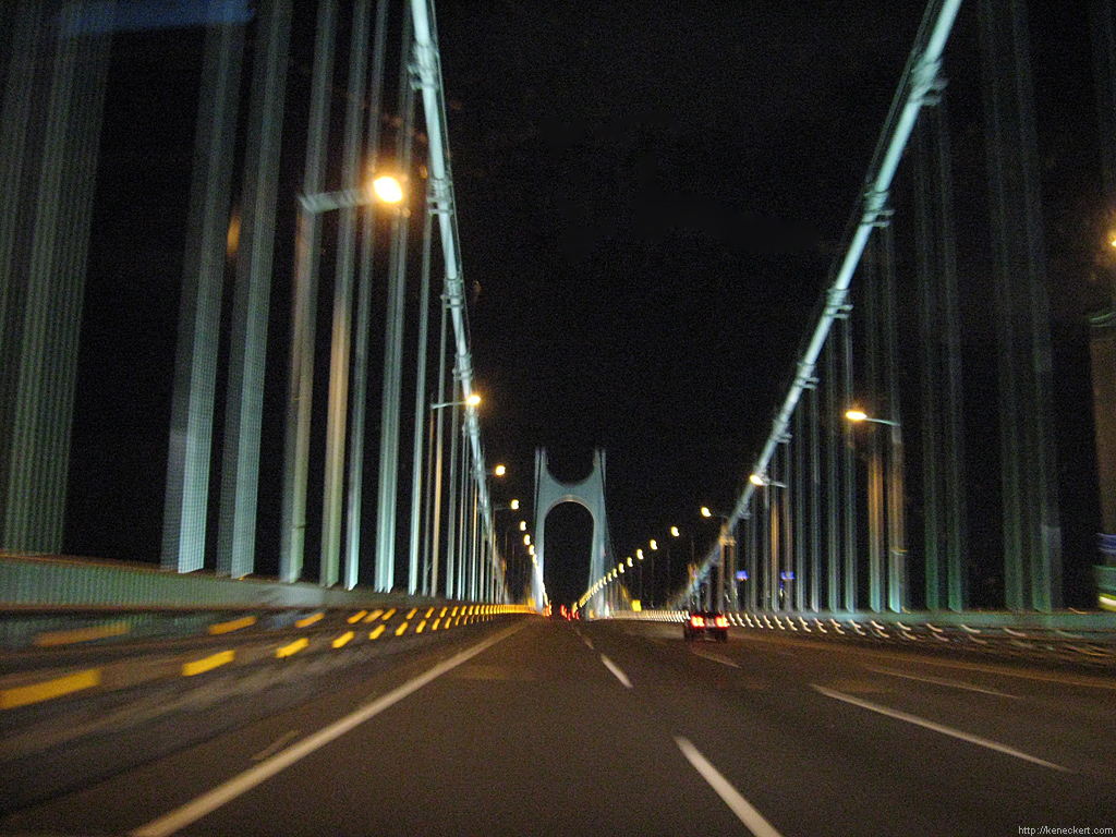 The Gwangan Bridge at night — the Gwangalli neighborhood where the couple lived.