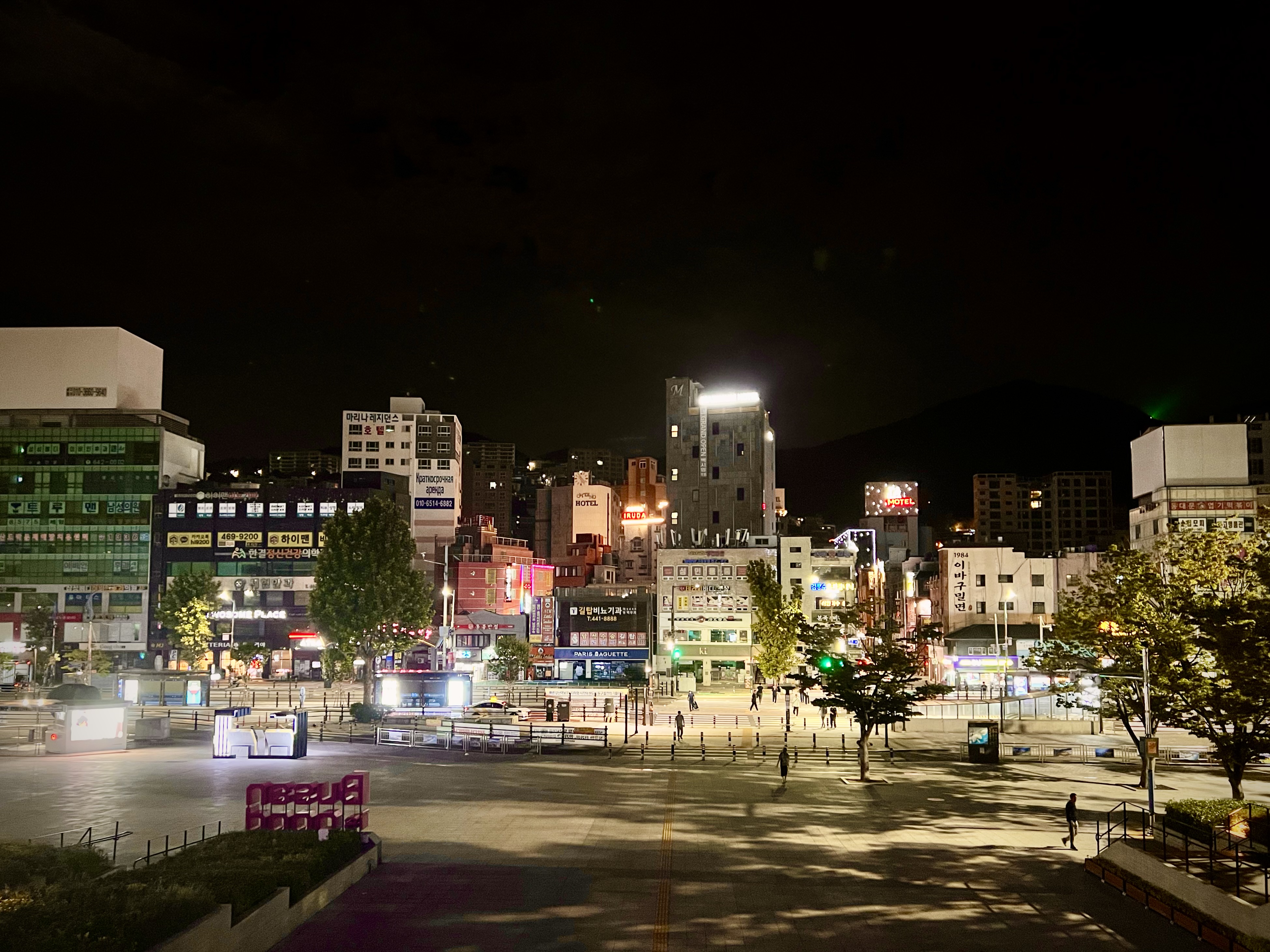 A city at night — the two phones left their final signals in two different cities.