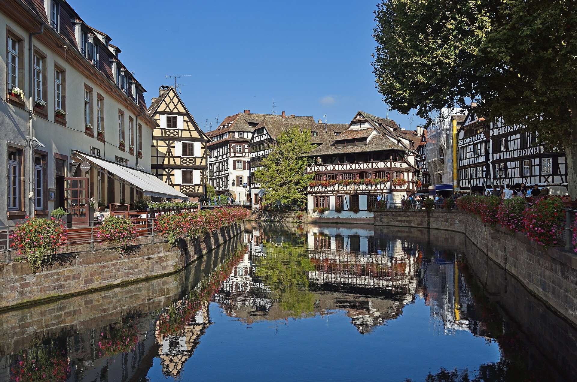 A wide view of the historic Petite France quarter of Strasbourg as it is today