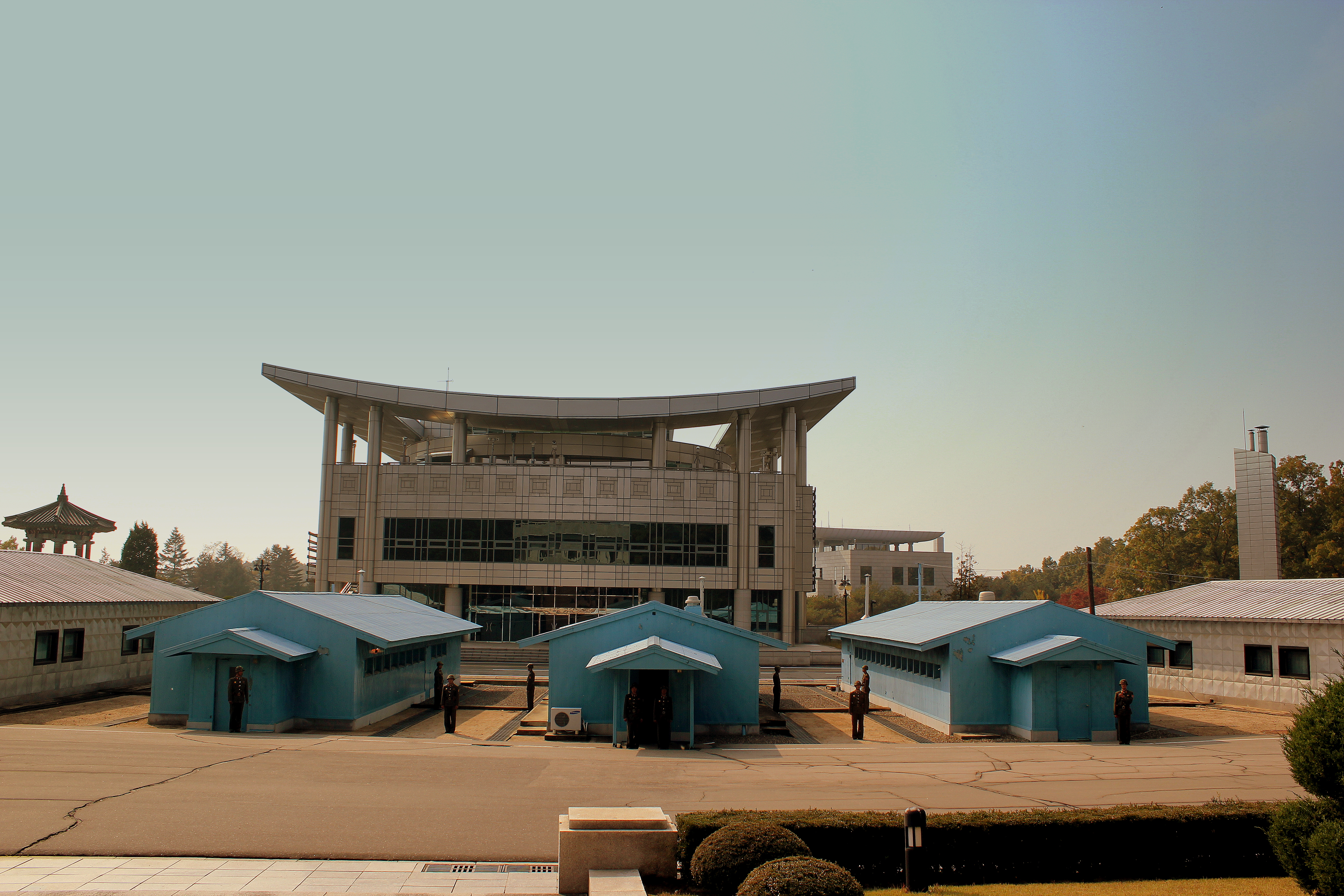 Panmunjom — a standoff seventy years in the running, split by the blue conference huts.
