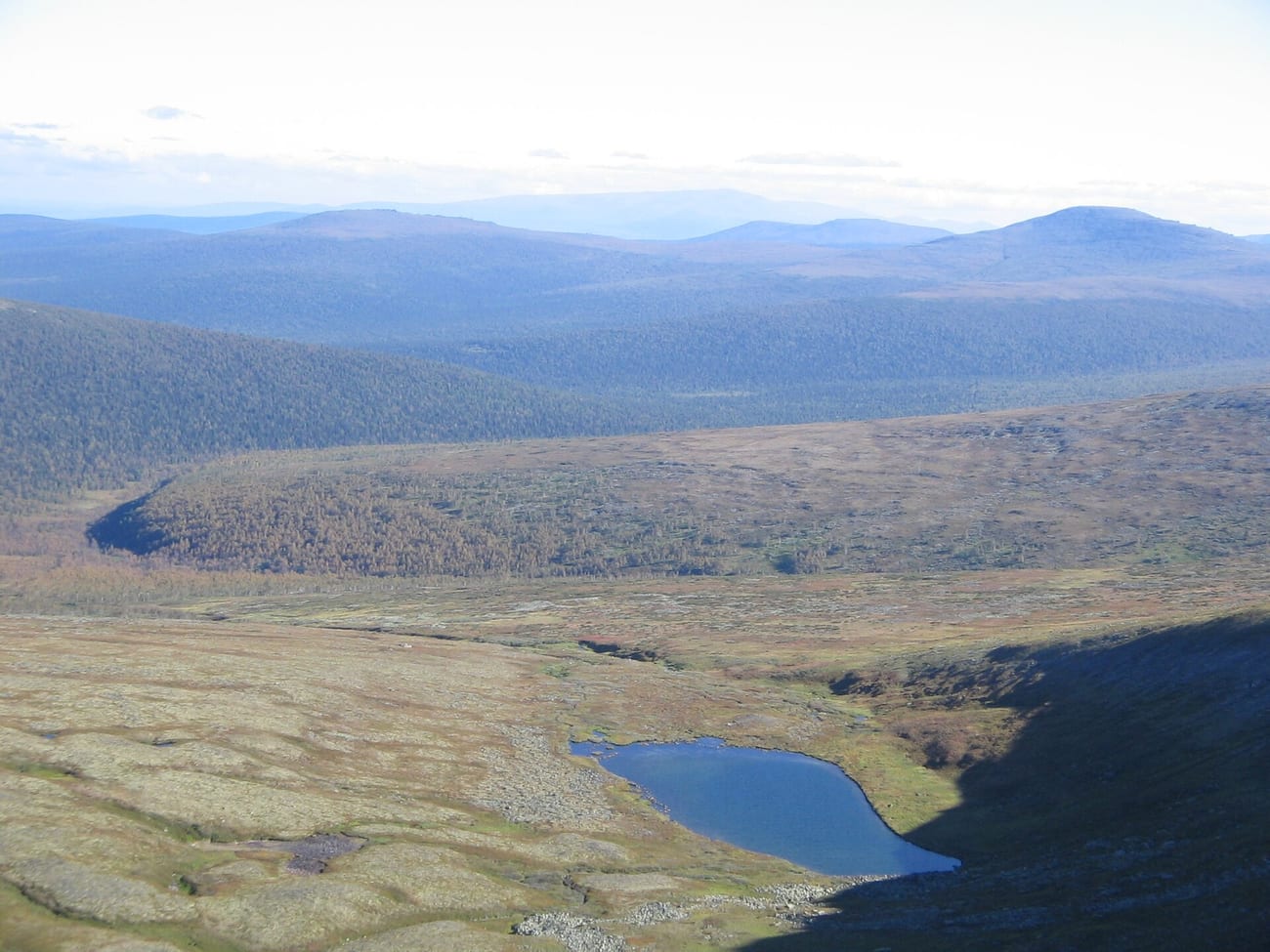 The view from Mount Otorten across the remote northern Ural highlands.