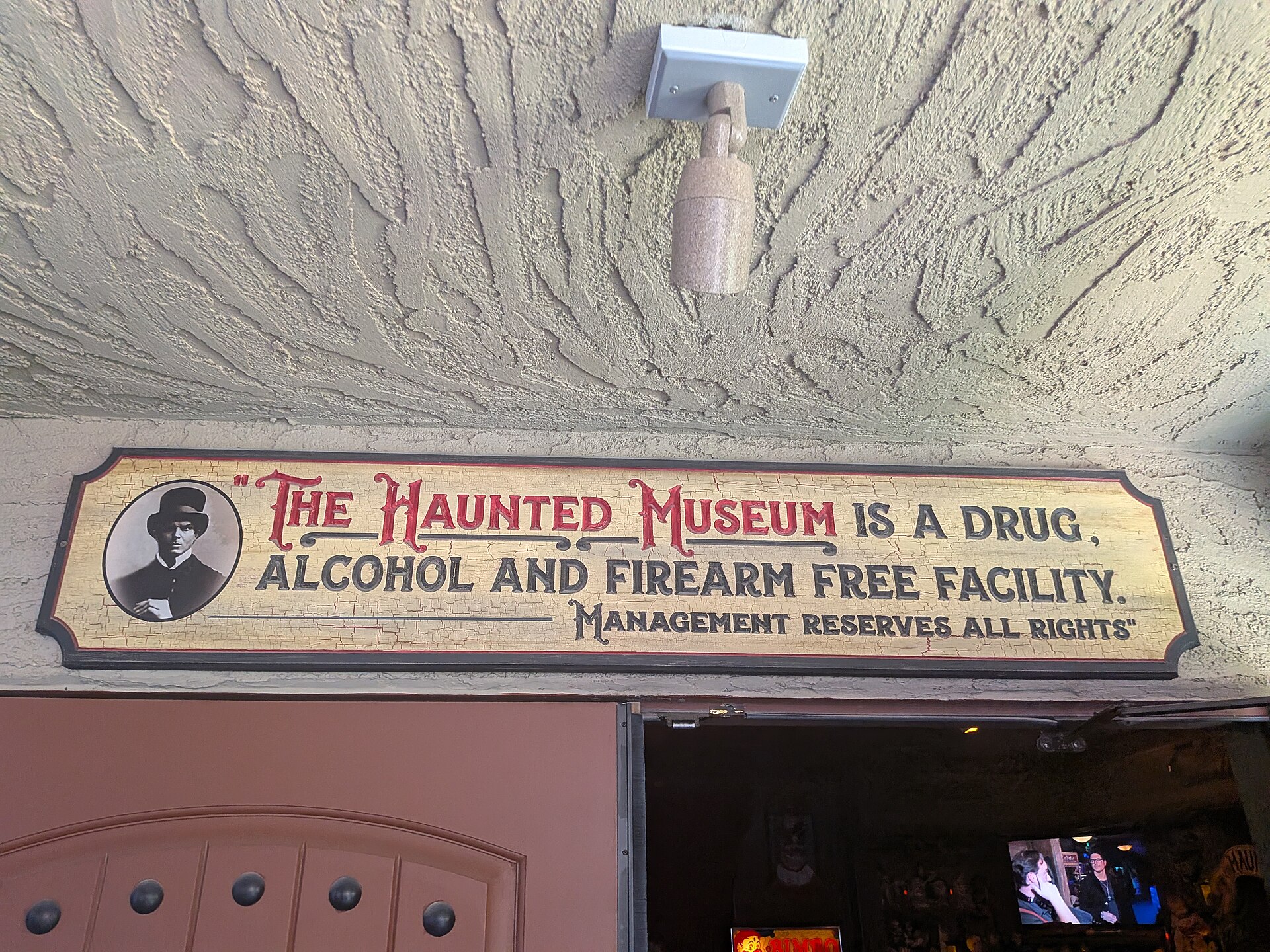 The entrance sign of Zak Bagans' Haunted Museum in Las Vegas, the building where the dybbuk box is said to be kept today.