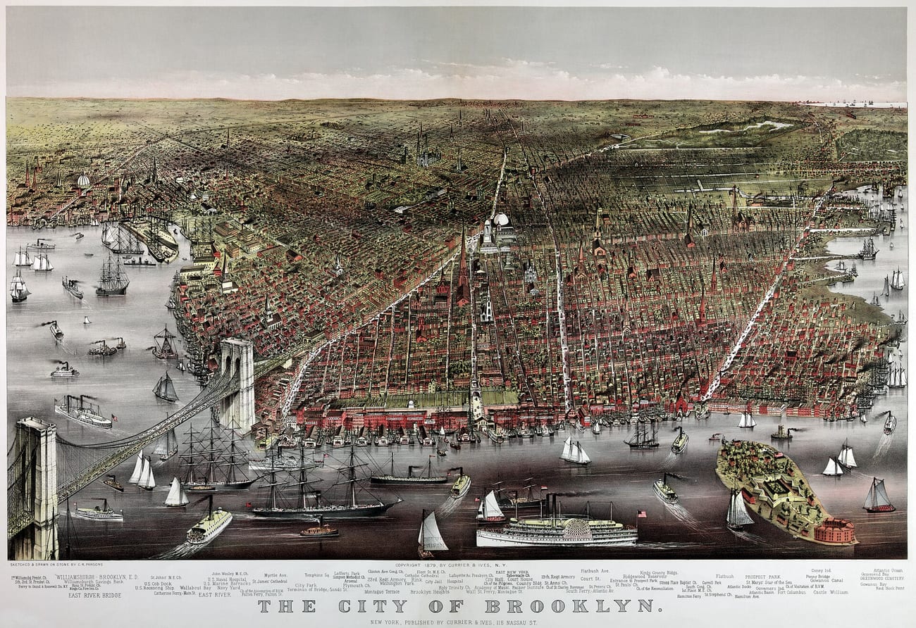 New York Harbor in the 1870s, from which the Mary Celeste set sail in November 1872. (C. R. Parsons / Public domain)