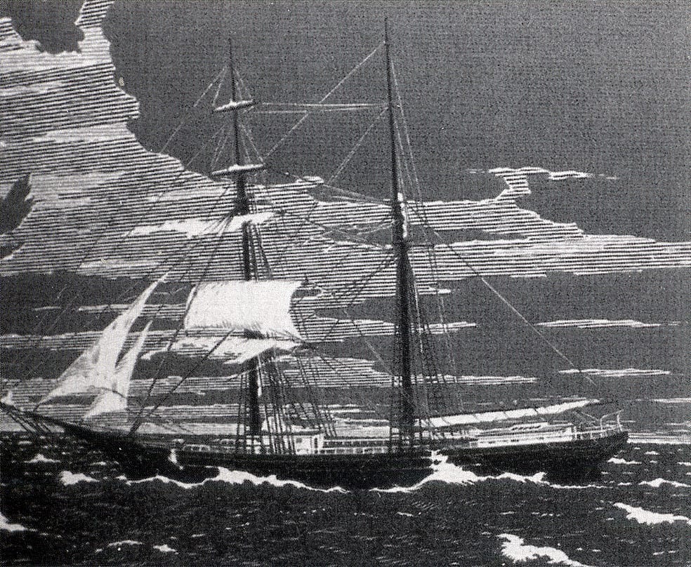 A 19th-century engraving of the Mary Celeste, the most famous ghost ship in history. (Public domain)