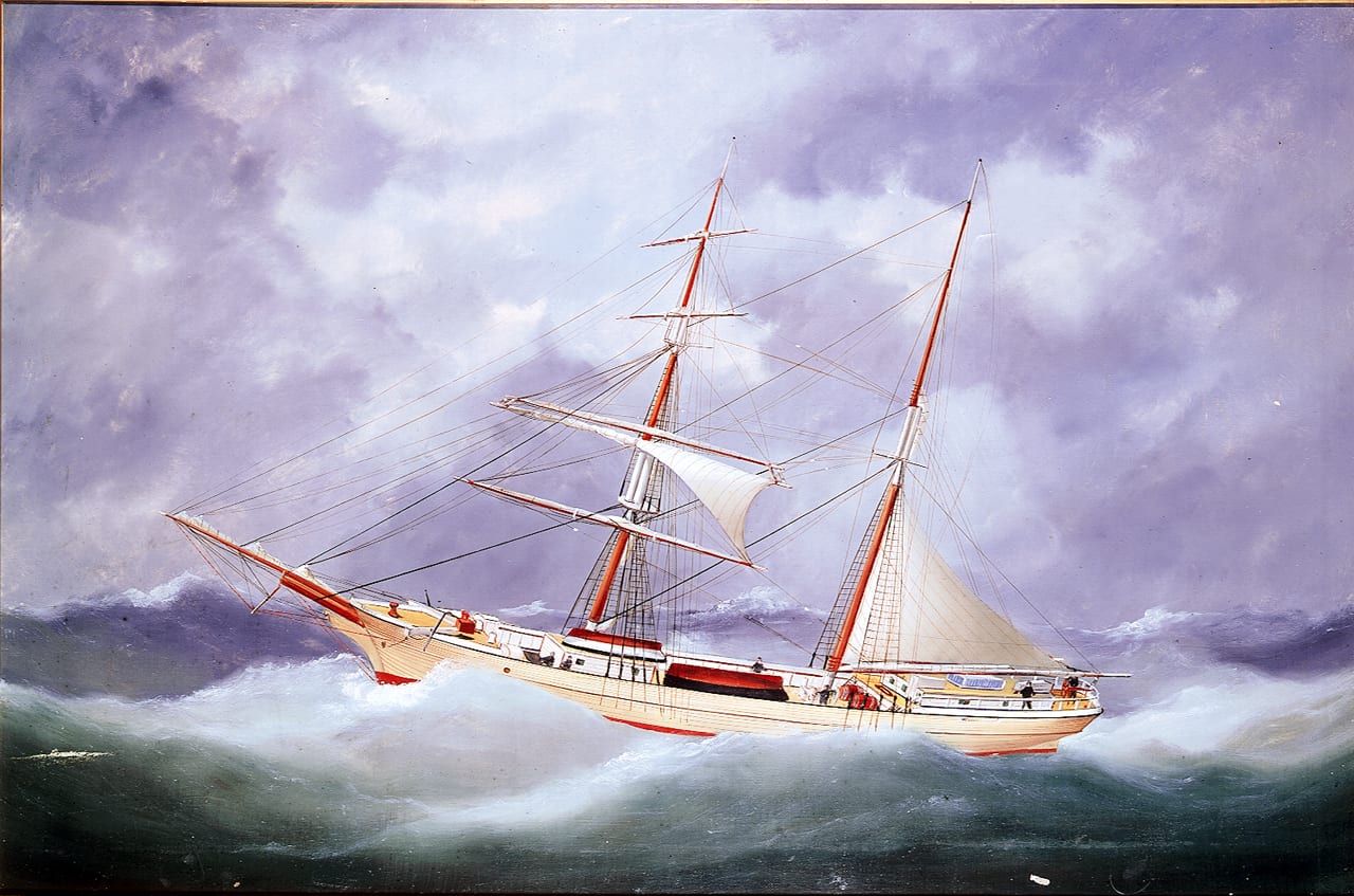 The brigantine Fannie C — a two-masted merchant ship of the same rig as the Mary Celeste. (Public domain)