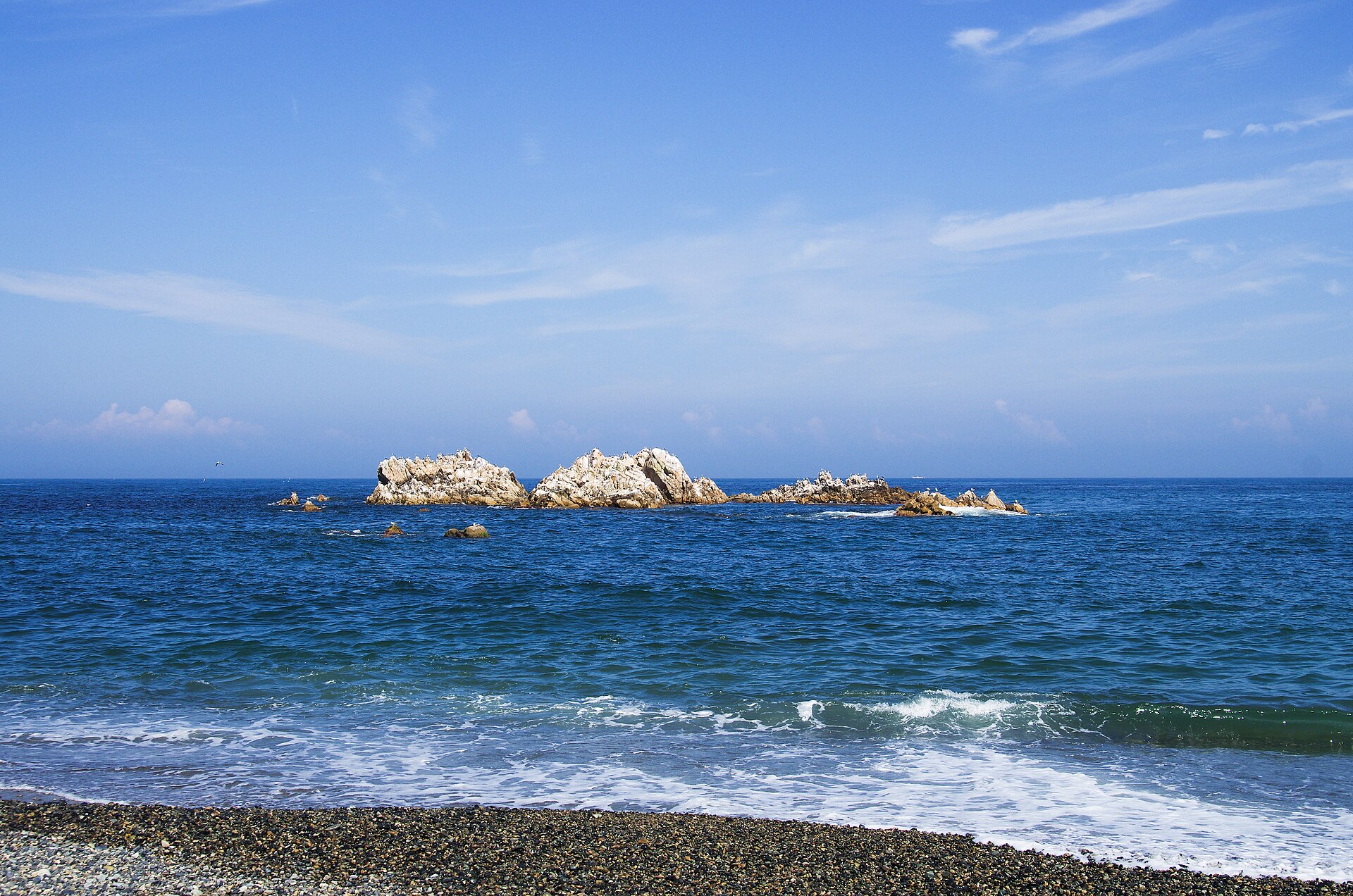 Daewangam, the Underwater Tomb of King Munmu, off Bonggil-ri in Gyeongju, seen head-on from the pebble beach