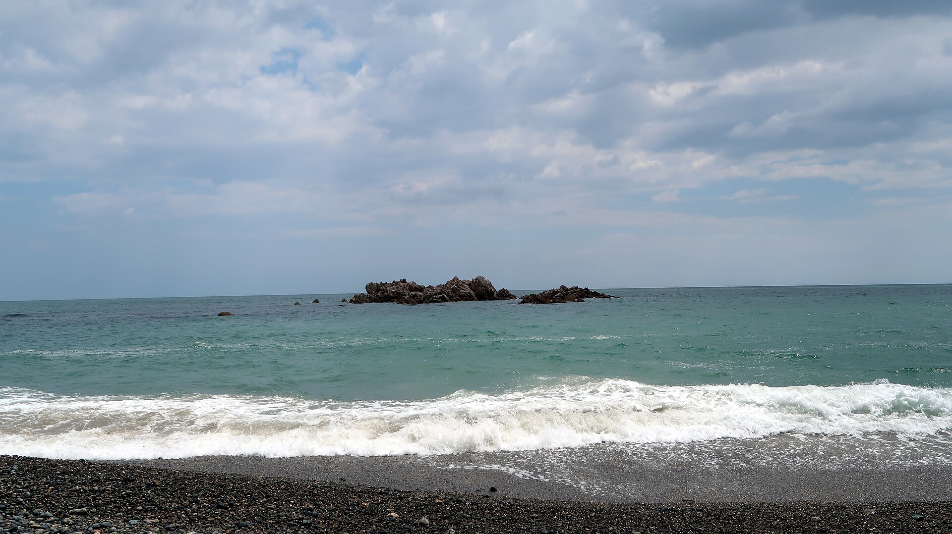 A wide view of the Underwater Tomb of King Munmu, lying in the sea off Bonggil-ri, Yangbuk-myeon, Gyeongju