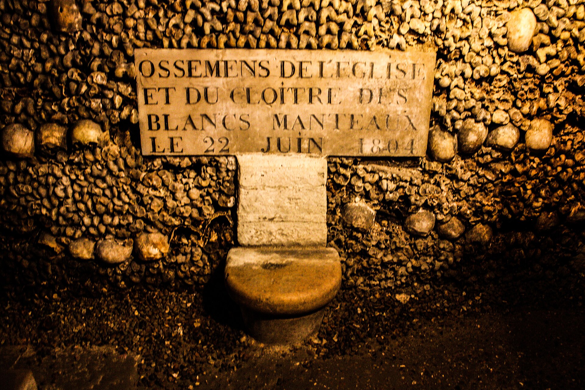 A passage inside the catacomb ossuary, photographed on site