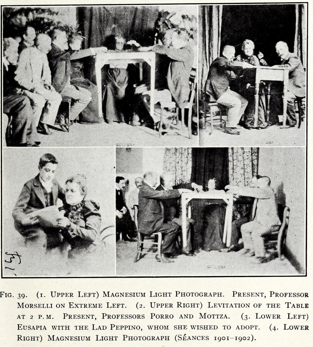 A photographic plate from a measured levitation séance conducted by psychical researchers in 1901–1902 — an authentic record from the generation before the Philip experiment