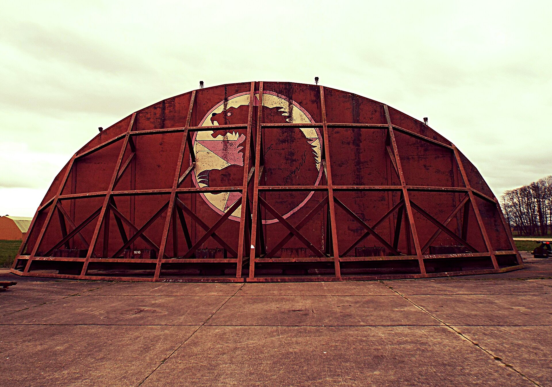 A hardened aircraft shelter at RAF Bentwaters — the twin USAF-operated base that flanked Woodbridge