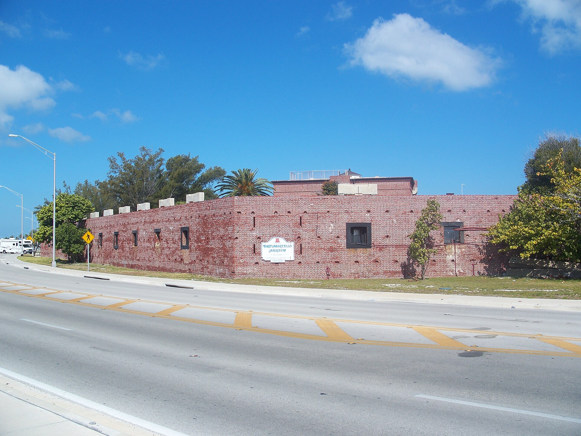 The outer wall and sign of the East Martello Museum — where Robert has been kept since 1994 (Wikimedia Commons)
