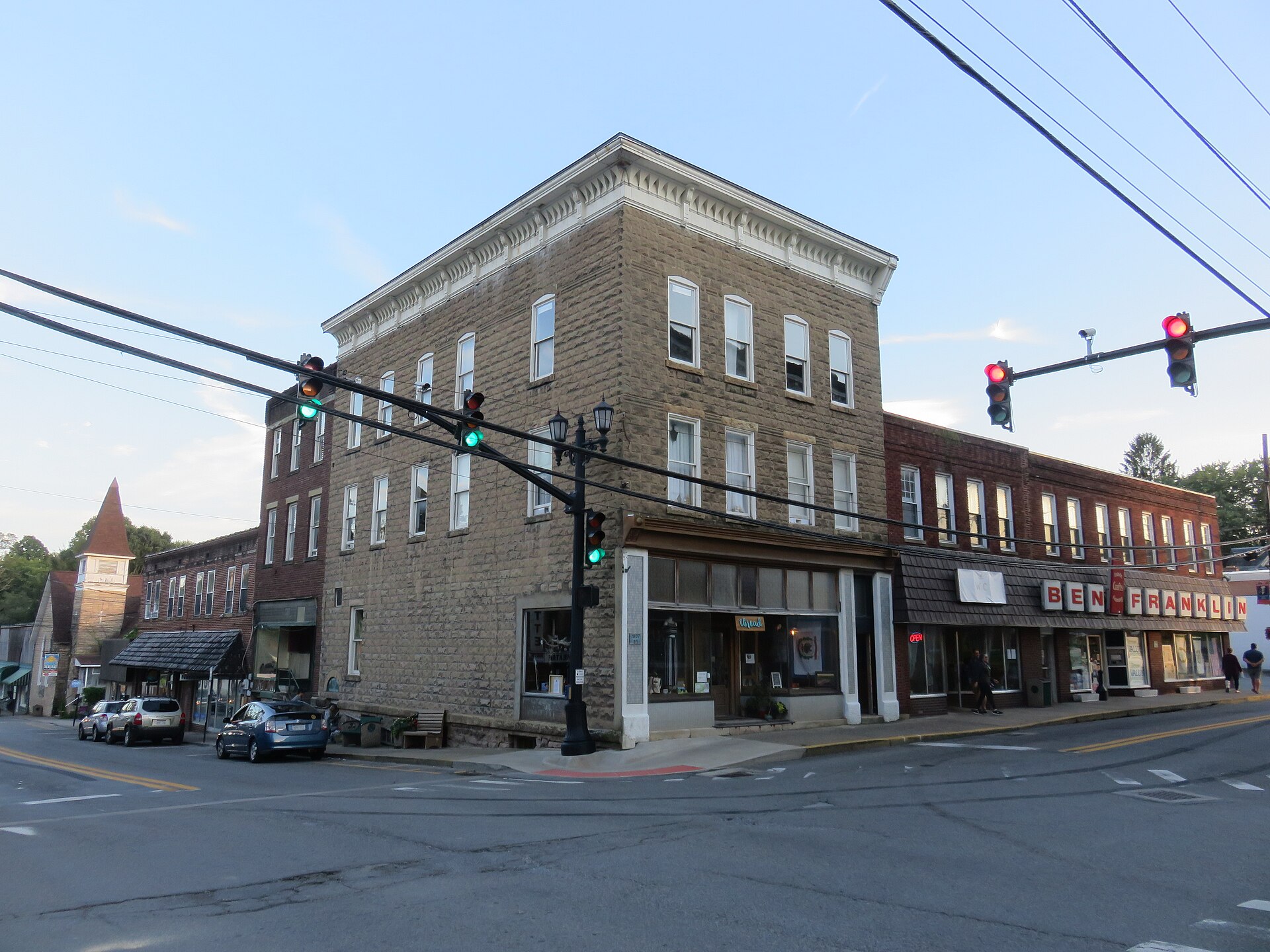 Older buildings in the Fayetteville Historic District — the town through which Route 16, where the Sodders raised their billboard, runs
