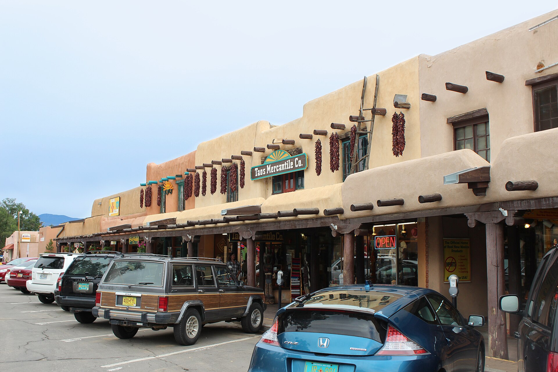 The adobe storefronts of downtown Taos — the town where the 1997 team surveyed 1,440 residents